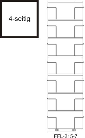 Bodenständer L-DIN Querformat, 28 Fächer, 215 mm breit, 1-reihig, 4-seitig, silber
